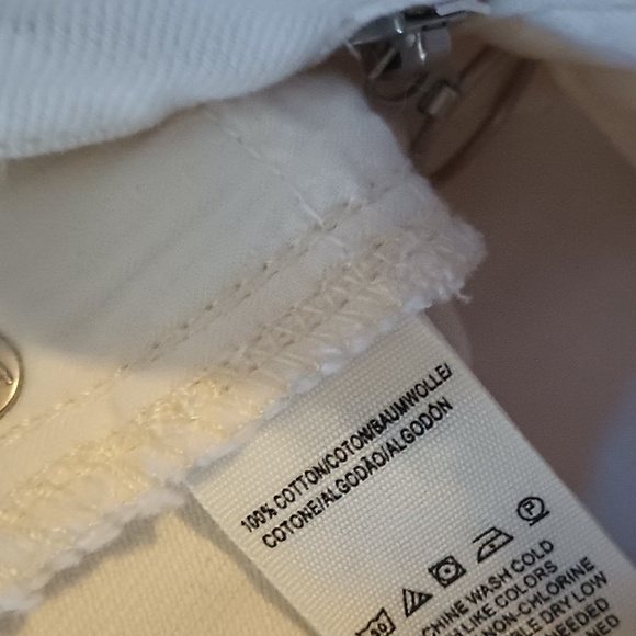 We The Free Free People White Zip Distressed Denim Mini Skirt 26 - Picture 4 of 7